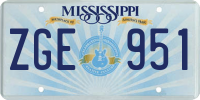 MS license plate ZGE951