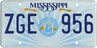 MS license plate ZGE956