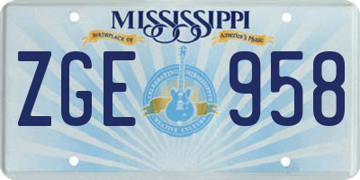 MS license plate ZGE958