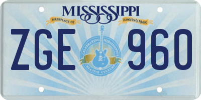 MS license plate ZGE960