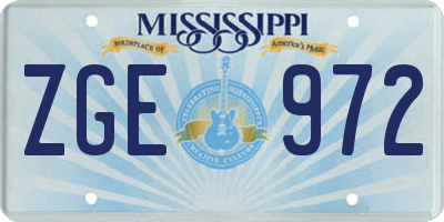 MS license plate ZGE972