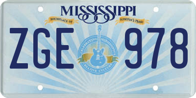 MS license plate ZGE978
