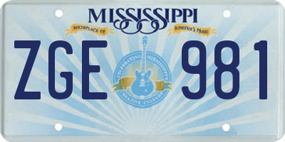 MS license plate ZGE981