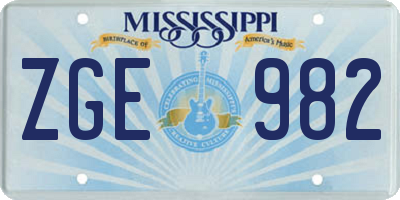 MS license plate ZGE982