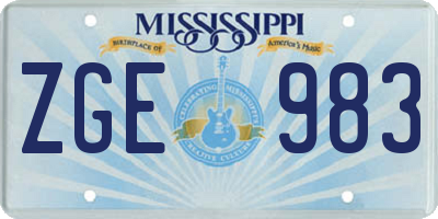 MS license plate ZGE983