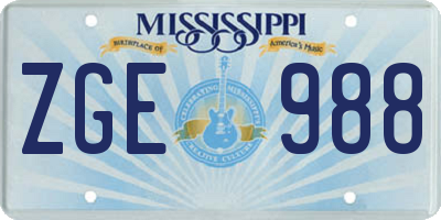 MS license plate ZGE988