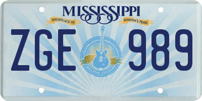 MS license plate ZGE989