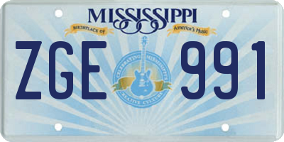 MS license plate ZGE991
