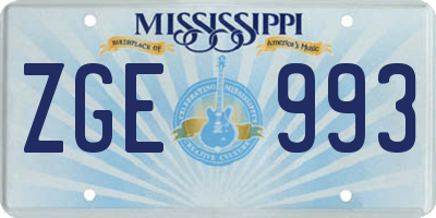 MS license plate ZGE993