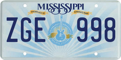 MS license plate ZGE998