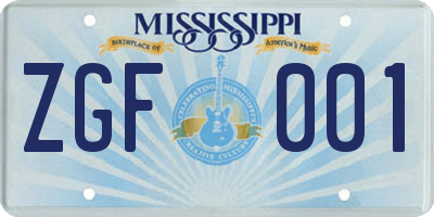 MS license plate ZGF001