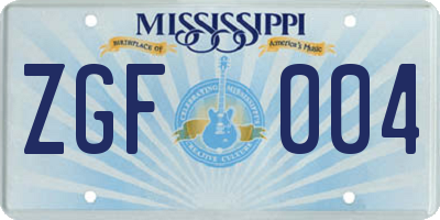MS license plate ZGF004
