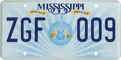 MS license plate ZGF009