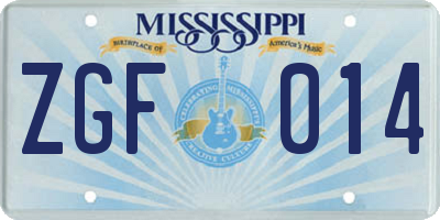 MS license plate ZGF014