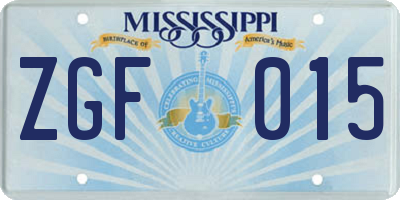 MS license plate ZGF015