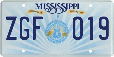 MS license plate ZGF019