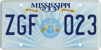 MS license plate ZGF023