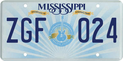MS license plate ZGF024