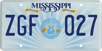 MS license plate ZGF027
