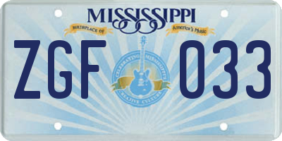 MS license plate ZGF033