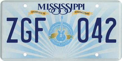 MS license plate ZGF042