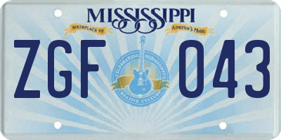 MS license plate ZGF043