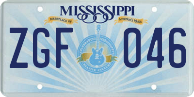 MS license plate ZGF046