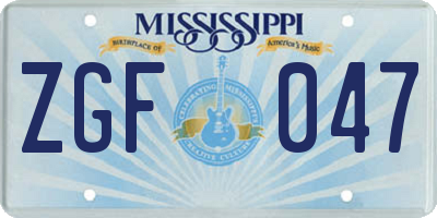 MS license plate ZGF047