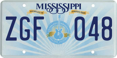 MS license plate ZGF048