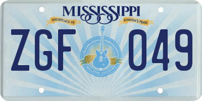 MS license plate ZGF049