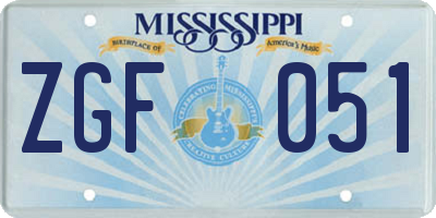 MS license plate ZGF051