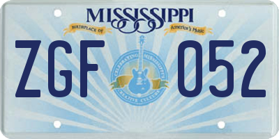 MS license plate ZGF052