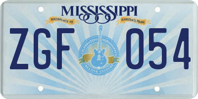 MS license plate ZGF054