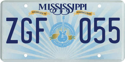 MS license plate ZGF055
