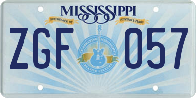 MS license plate ZGF057
