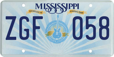 MS license plate ZGF058