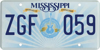 MS license plate ZGF059