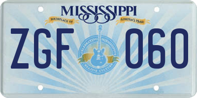 MS license plate ZGF060