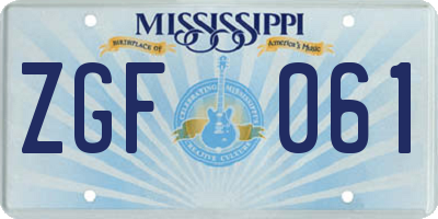 MS license plate ZGF061