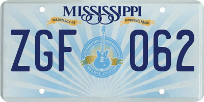 MS license plate ZGF062