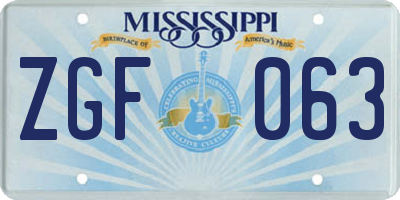MS license plate ZGF063