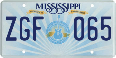 MS license plate ZGF065