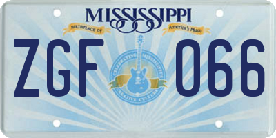MS license plate ZGF066
