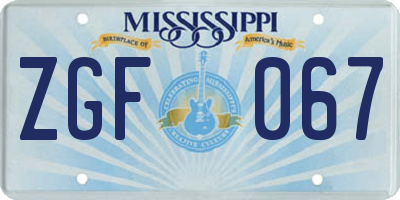 MS license plate ZGF067
