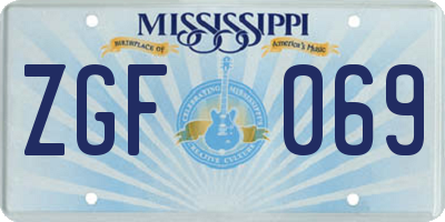 MS license plate ZGF069