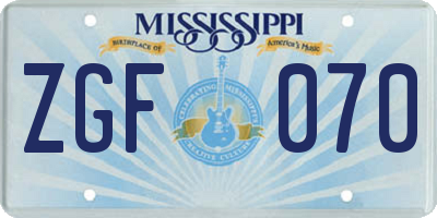 MS license plate ZGF070