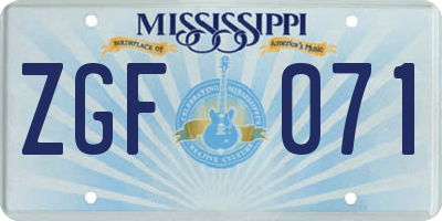 MS license plate ZGF071