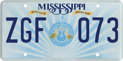 MS license plate ZGF073