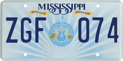 MS license plate ZGF074