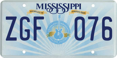 MS license plate ZGF076